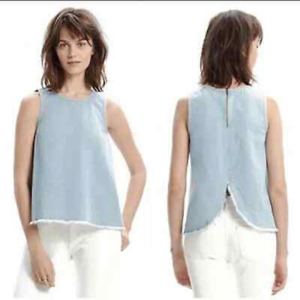 Madewell Split Back Raw Edge Denim Tank Top